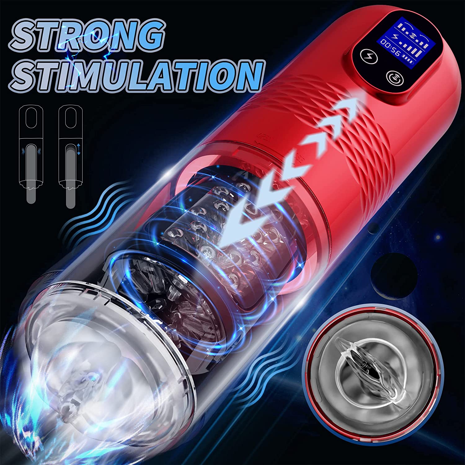 5-Telescoping Rotating Hands-Free Automatic Masturbation Cup LCD