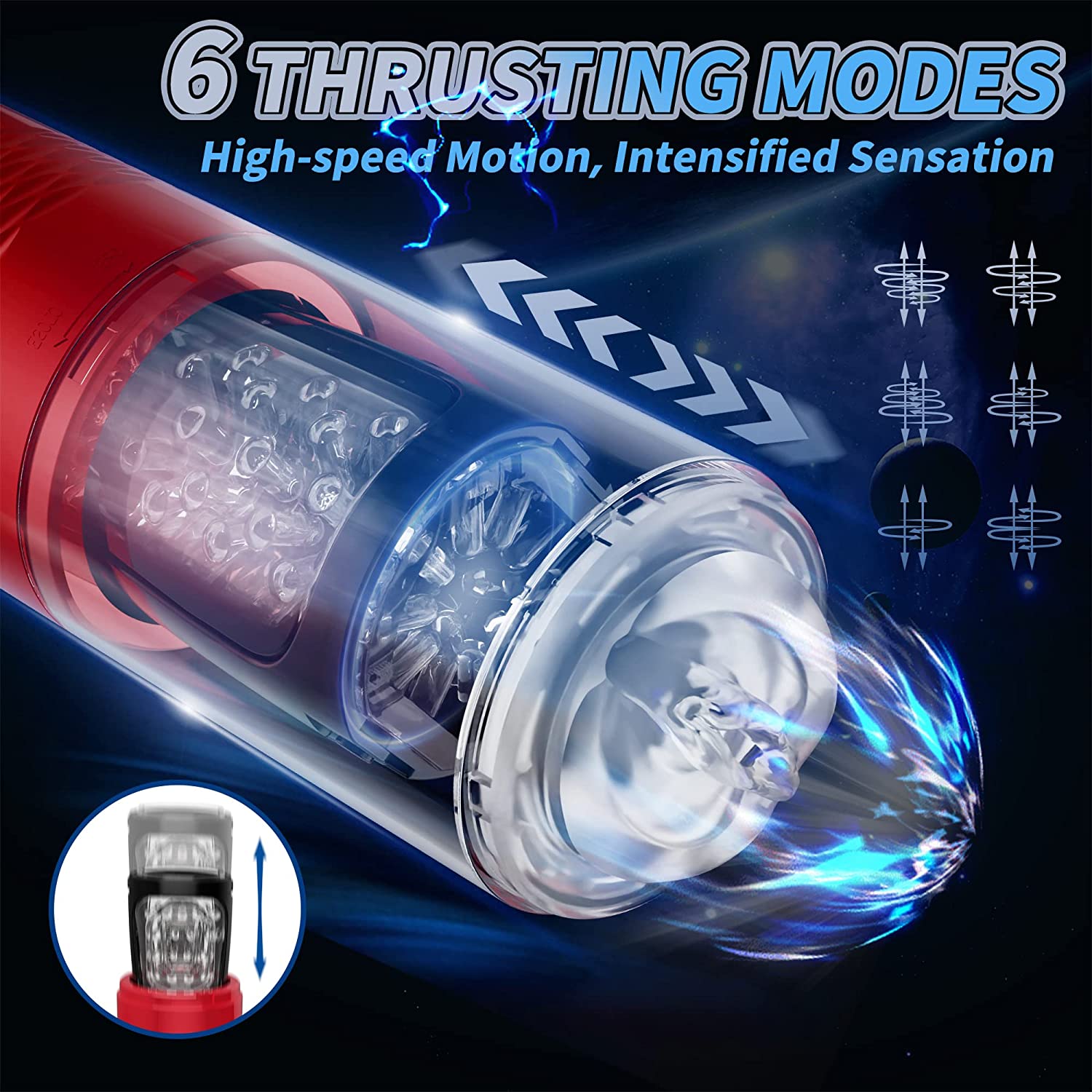 5-Telescoping Rotating Hands-Free Automatic Masturbation Cup LCD