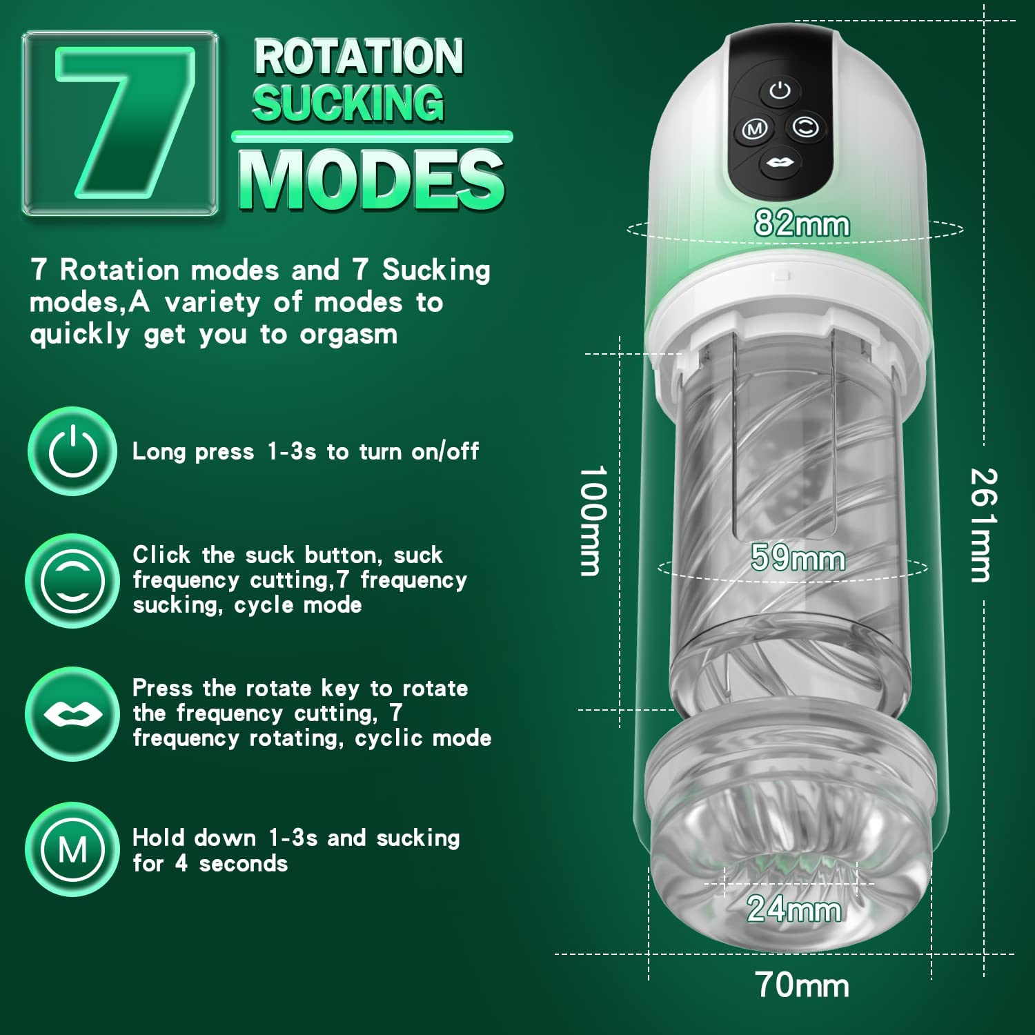 7 Rotating & Sucking Modes Automatic Male Masturbator with Tongue Licking