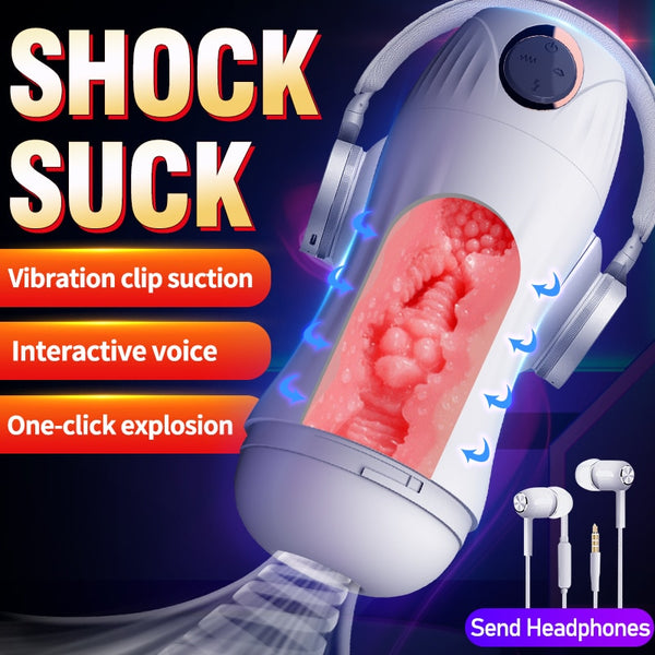 Automatic Male Masturbator Vibration Blowjob Sucking Machine Silicone Vagina Masturbation Cup Sex Toys Adult Goods for Men